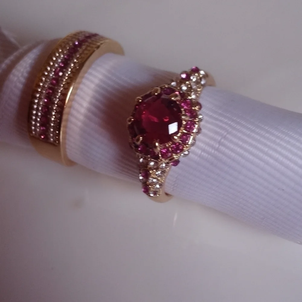 Rings set 14 k Gp Rings size 9,10 set 2 sapphire created  gorgeous